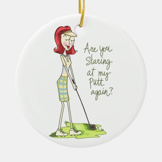 Lady Golfer Keramisch Ornament (Voorkant)