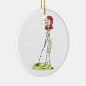 Lady Golfer Keramisch Ornament (Rechts)