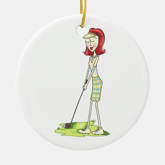 Lady Golfer Keramisch Ornament (Voorkant)