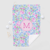 Lady Golfer Pink Blue Preppy Custom Initial Ladies Golfhanddoek (Insitu)