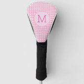 Lady Golfer Pink Gingham Preppy Custom Dames Golfheadcover (Voorkant)