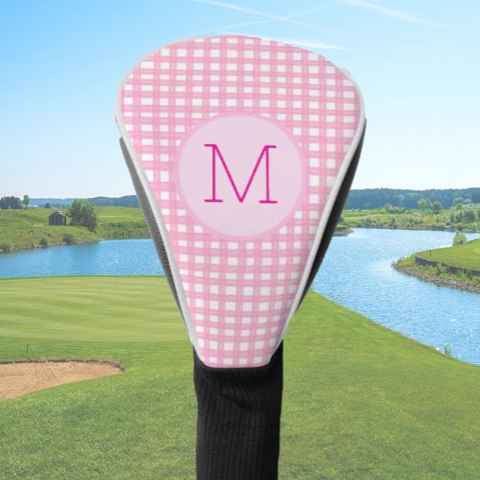 Lady Golfer Pink Gingham Preppy Custom Dames Golfheadcover