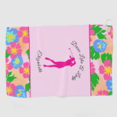 Lady Golfer Roze Bloemen Preppy Aangepaste naam Da Golfhanddoek (Horizontaal)