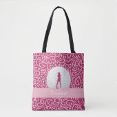 Lady Golfer Silhouette Aangepaste Naam Patroze Draagtas (Voorkant)