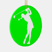 Lady Golfer Silhouette Ornament Green (Rechts)