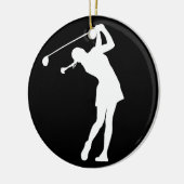 Lady Golfer Silhouette Ornament met naam Black (Links)