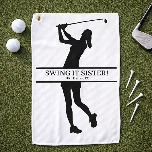Lady Golfer Silhouette Personalized Monogram Golfhanddoek
