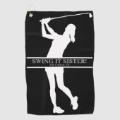 Lady Golfer Silhouette Personalized Monogram  Golfhanddoek (Voorkant)