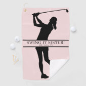 Lady Golfer Silhouette Personalized Monogram Golfhanddoek (Insitu)