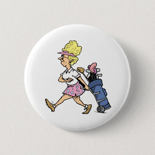 Lady Golfer Tshirts en Gifts Ronde Button 5,7 Cm