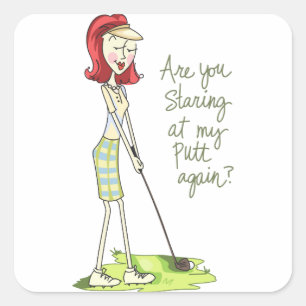 Lady Golfer Vierkante Sticker
