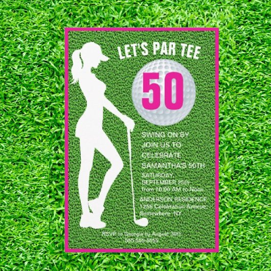 Lady Green-thema Golf Verjaardag uitnodiging