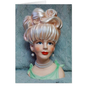 Lady Head Vase Big Bouffant Hair Pearls