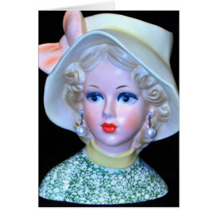 Lady Head Vase Flapper Cloche Pet Kaart