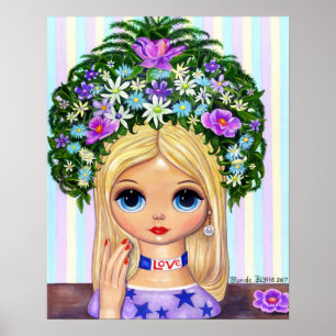 Lady Head Vase Love 1960 Blythe Flower Child Poster