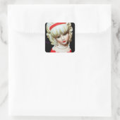  Lady Head Vase Platinum Blonde Braids Vierkante Sticker (Tas)