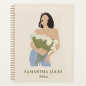 Lady Holding Bouquet van bloemen Green Abstract Ar Planner (Voorkant)