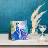 Lady in Blue Dress - Waterverf Schilderij Fotoplaat (Insitu)