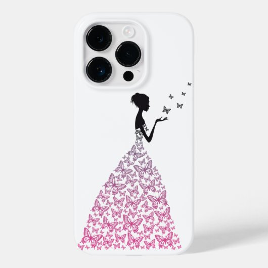 Lady in Butterflies iPhone Case Hoesje (Achterkant)