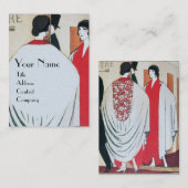 LADY IN DE MIRROR, ART DECO BEAUTY MODE VISITEKAARTJE (Voorkant / Achterkant)