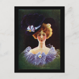 Lady in Orchid Dress met Pansy Pin  Briefkaart