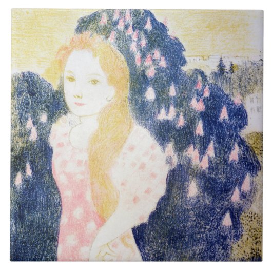 Lady in Pink-dress, Maurice Denis Tegeltje (Voorkant)