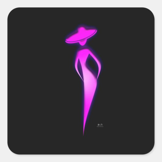 Lady in Pink Vierkante Sticker (Voorkant)