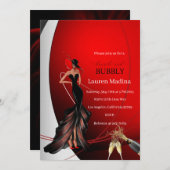 Lady in Red brunch et bulle Invitation (Devant / Derrière)