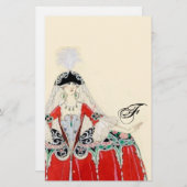 LADY IN RED MODE COSTUME DESIGNER MONOGRAM BRIEFPAPIER (Voorkant / Achterkant)