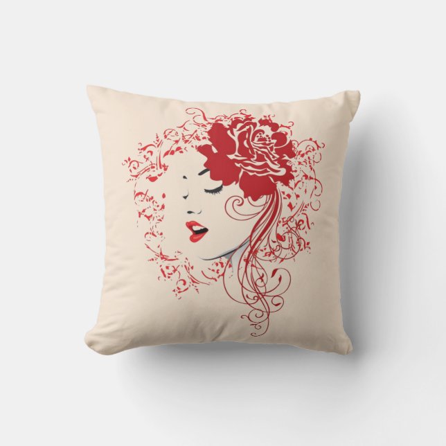 Lady in Red Pillow Kussen (Voorkant)
