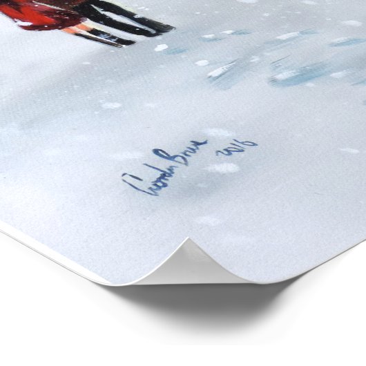 Lady in Red romantic koppon snewy London Poster (Hoek)