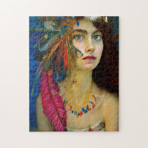  LADY INDIAN DRESS ART JIGSAW PUZZZLE LEGPUZZEL