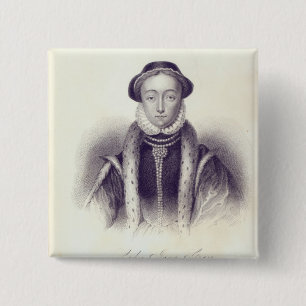 Lady Jane Gray, gegraveerd door S. Freeman Vierkante Button 5,1 Cm
