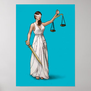 Lady Justice - Scuba Blue Poster