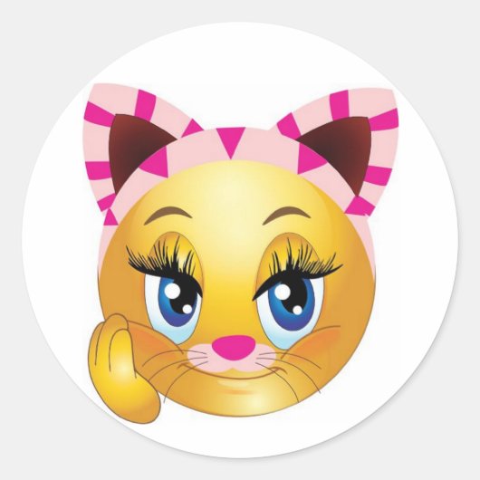Lady Kat Gezicht Ronde Sticker (Voorkant)