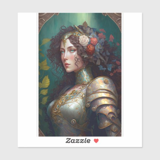 Lady Knight Warrior Armor Fantasy Art Sticker (Vel)