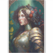 Lady Knight Warrior Armor Fantasy Art Sticker (Voorkant)