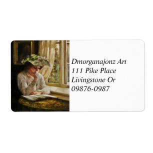 Lady Leading door een venster Etiket