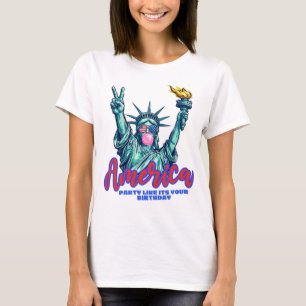 Lady Liberty Blaast Bubbelgom Vredesteken T-shirt