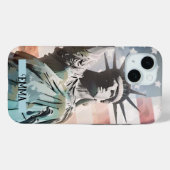 Lady Liberty en de Amerikaanse vlag Custom Name Case-Mate iPhone Case (Achterkant (horizontaal))