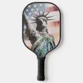 Lady Liberty en de Amerikaanse vlag Custom Name Pickleball Paddle (Achterkant)
