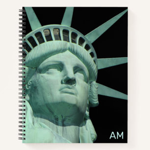 Lady Liberty en Monogram op Black Notitieboek