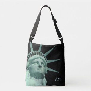 Lady Liberty en monogram op zwart Crossbody Tas