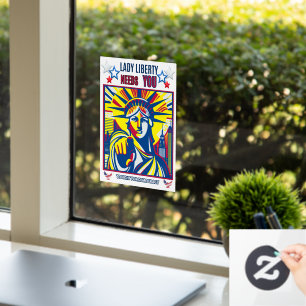 Lady Liberty heeft je nodig! White BG vecht tegen  Raamsticker