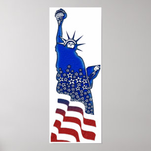 Lady Liberty in rood, wit en blauw Poster