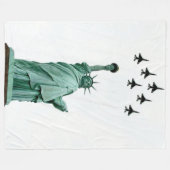 LADY LIBERTY met JETS Fleece Deken (Voorkant (Horizontaal))