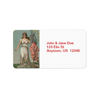 Lady Liberty met vlag Adresetiketten Etiket