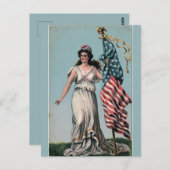  Lady Liberty met vlag Briefkaart (Voorkant / Achterkant)
