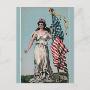  Lady Liberty met vlag Briefkaart