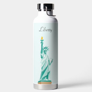 Lady Liberty op licht hemelsblauw Waterfles